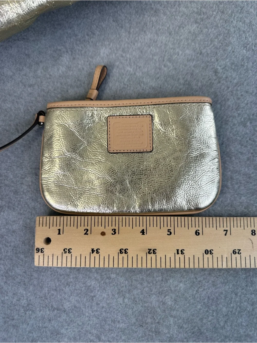 Coach Metro Tote Bag Crinkled Metallic Textured Purse & Matching Wristlet